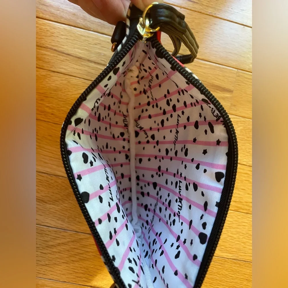 Betsey Johnson Red and Black Geometric Wristlet